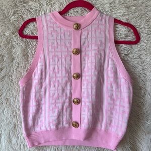 Pink Plaid Sweater Vest